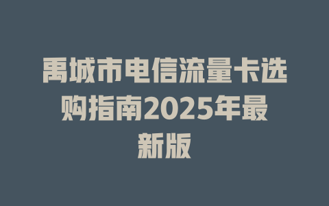 禹城市电信流量卡选购指南2025年最新版