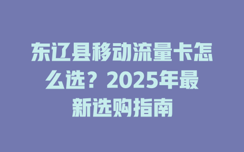 东辽县移动流量卡怎么选？2025年最新选购指南