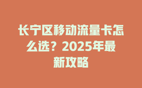长宁区移动流量卡怎么选？2025年最新攻略