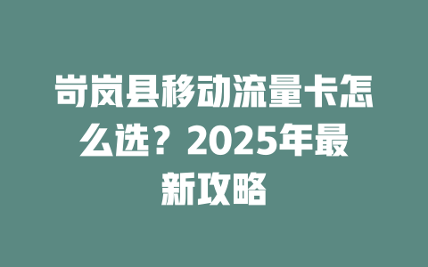 岢岚县移动流量卡怎么选？2025年最新攻略