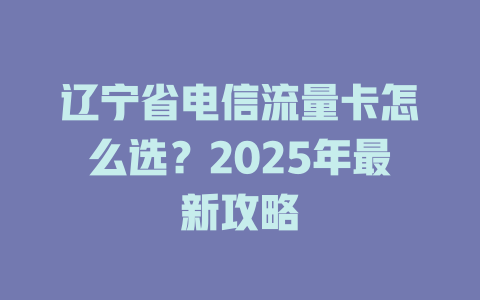 辽宁省电信流量卡怎么选？2025年最新攻略