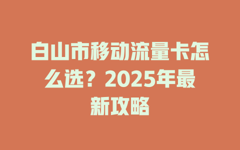 白山市移动流量卡怎么选？2025年最新攻略