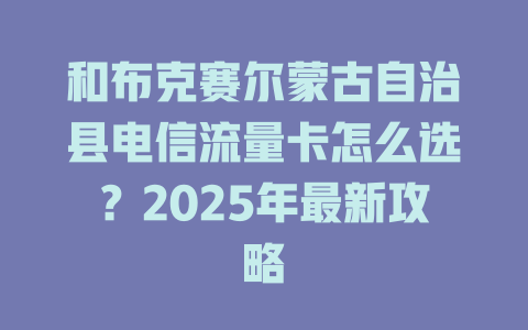和布克赛尔蒙古自治县电信流量卡怎么选？2025年最新攻略