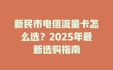新民市电信流量卡怎么选？2025年最新选购指南