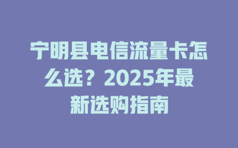 宁明县电信流量卡怎么选？2025年最新选购指南