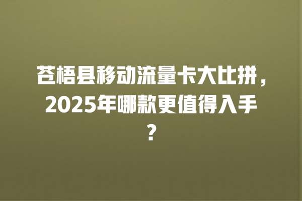 苍梧县移动流量卡大比拼，2025年哪款更值得入手？
