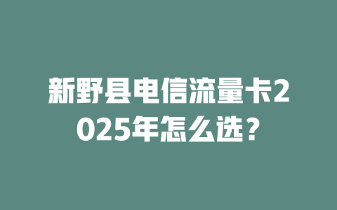 新野县电信流量卡2025年怎么选？