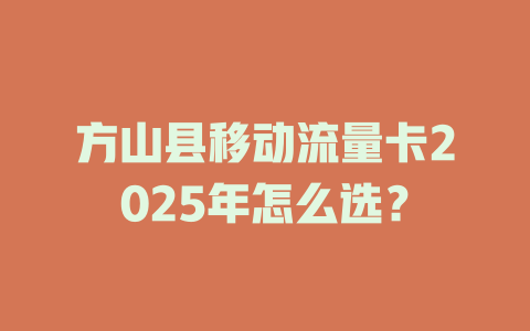 方山县移动流量卡2025年怎么选？