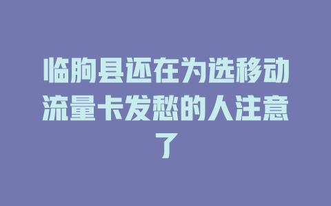 临朐县还在为选移动流量卡发愁的人注意了