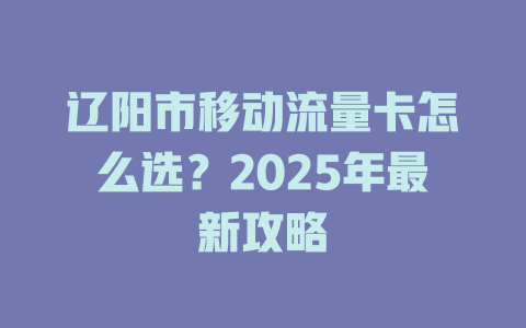 辽阳市移动流量卡怎么选？2025年最新攻略
