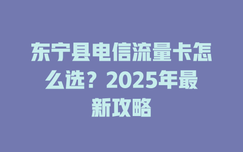 东宁县电信流量卡怎么选？2025年最新攻略