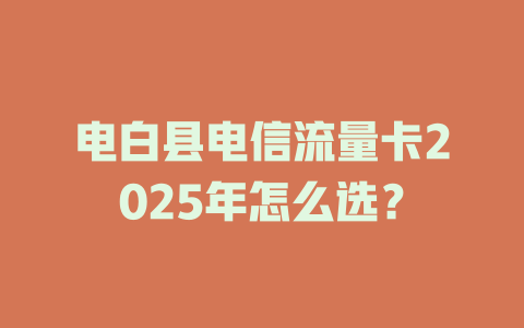 电白县电信流量卡2025年怎么选？