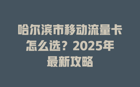 哈尔滨市移动流量卡怎么选？2025年最新攻略