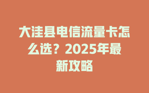 大洼县电信流量卡怎么选？2025年最新攻略