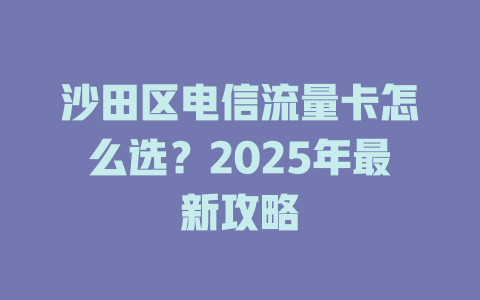 沙田区电信流量卡怎么选？2025年最新攻略