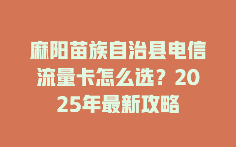 麻阳苗族自治县电信流量卡怎么选？2025年最新攻略