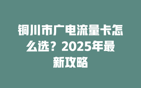 铜川市广电流量卡怎么选？2025年最新攻略