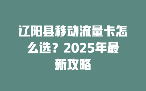 辽阳县移动流量卡怎么选？2025年最新攻略