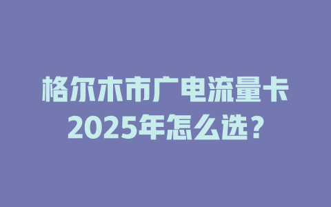 格尔木市广电流量卡2025年怎么选？