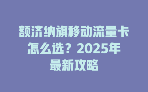 额济纳旗移动流量卡怎么选？2025年最新攻略