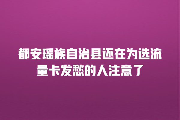 都安瑶族自治县还在为选流量卡发愁的人注意了