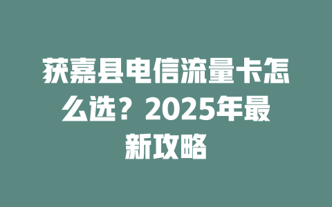 获嘉县电信流量卡怎么选？2025年最新攻略