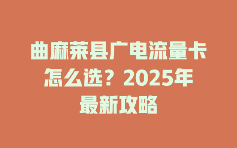 曲麻莱县广电流量卡怎么选？2025年最新攻略