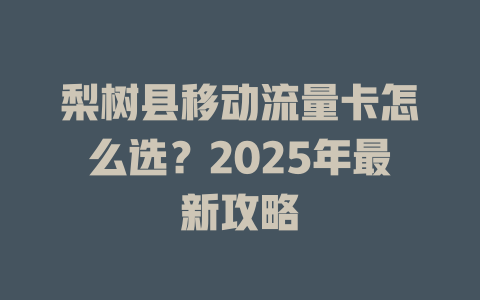 梨树县移动流量卡怎么选？2025年最新攻略