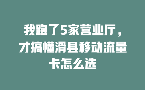 我跑了5家营业厅，才搞懂滑县移动流量卡怎么选