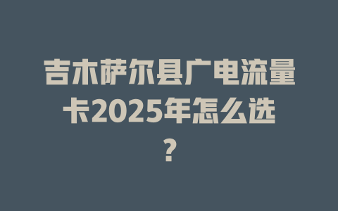 吉木萨尔县广电流量卡2025年怎么选？