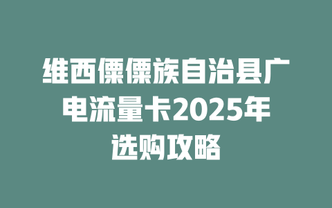 维西僳僳族自治县广电流量卡2025年选购攻略