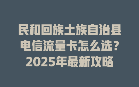 民和回族土族自治县电信流量卡怎么选？2025年最新攻略
