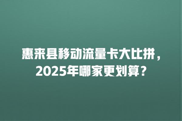惠来县移动流量卡大比拼，2025年哪家更划算？