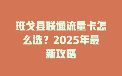 班戈县联通流量卡怎么选？2025年最新攻略