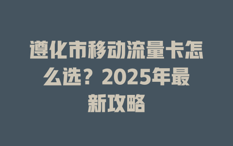 遵化市移动流量卡怎么选？2025年最新攻略