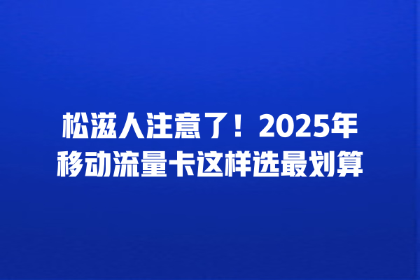 松滋人注意了！2025年移动流量卡这样选最划算
