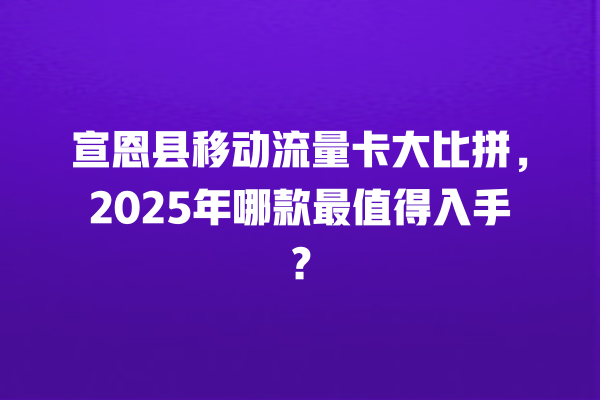 宣恩县移动流量卡大比拼，2025年哪款最值得入手？