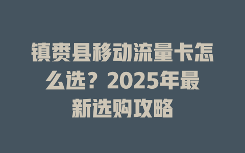 镇赉县移动流量卡怎么选？2025年最新选购攻略