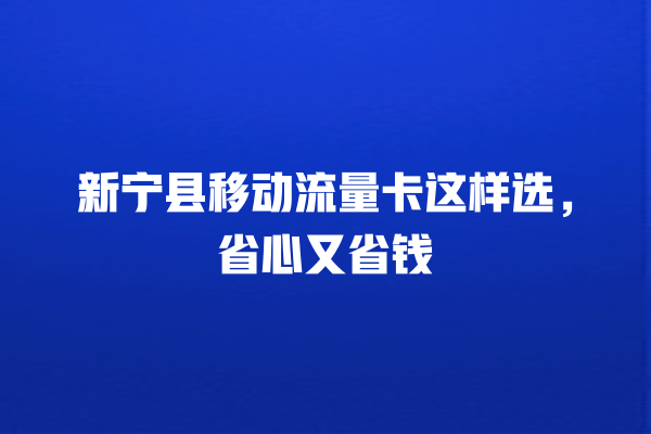 新宁县移动流量卡这样选，省心又省钱
