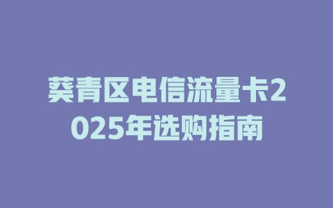 葵青区电信流量卡2025年选购指南