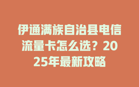伊通满族自治县电信流量卡怎么选？2025年最新攻略