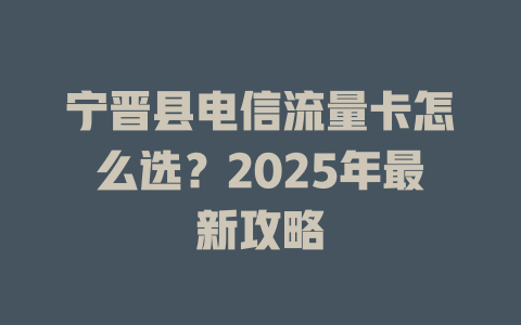 宁晋县电信流量卡怎么选？2025年最新攻略