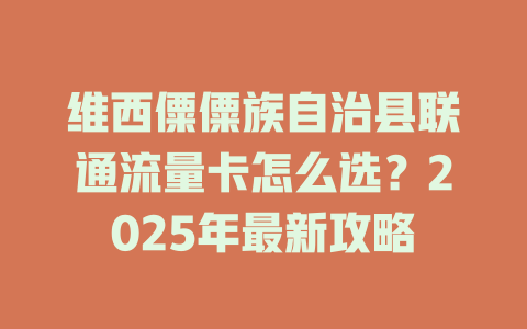 维西僳僳族自治县联通流量卡怎么选？2025年最新攻略