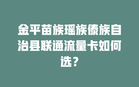 金平苗族瑶族傣族自治县联通流量卡如何选？