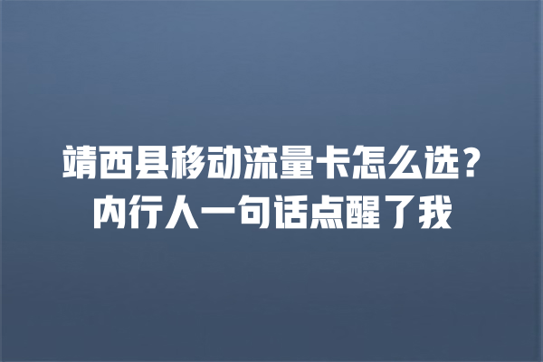 靖西县移动流量卡怎么选？内行人一句话点醒了我