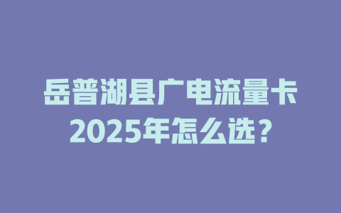 岳普湖县广电流量卡2025年怎么选？