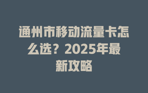 通州市移动流量卡怎么选？2025年最新攻略