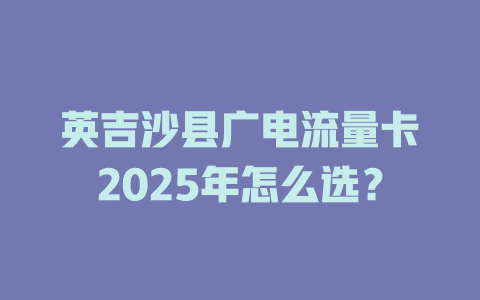 英吉沙县广电流量卡2025年怎么选？