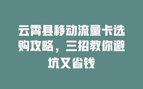 云霄县移动流量卡选购攻略，三招教你避坑又省钱