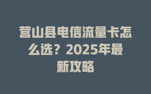营山县电信流量卡怎么选？2025年最新攻略
